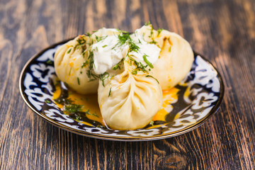 Manti. Traditional meat dish of the peoples of Central Asia