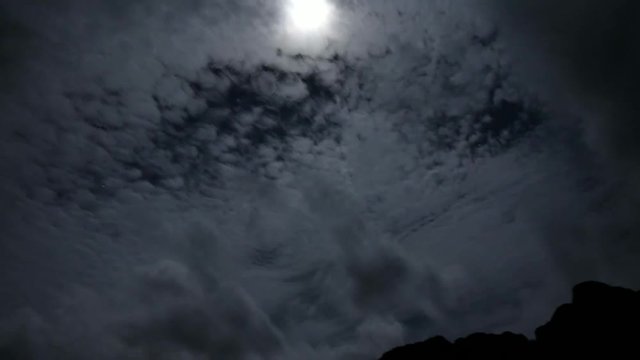 moving cloud in night
