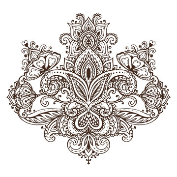 Vector pattern of henna floral elements
