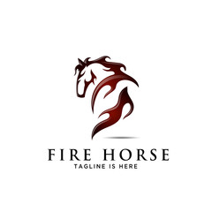 Obraz premium horse back fire, ass view back side horse logo