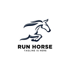 Naklejka premium Fast speed jump horse logo