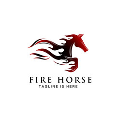 fire Fast speed jump horse logo