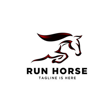 Fast speed jump horse logo