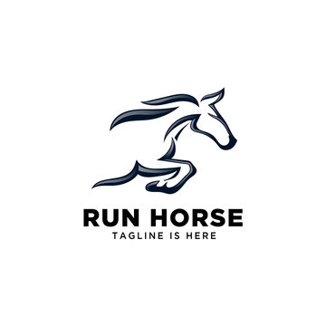 Fast speed jump horse logo
