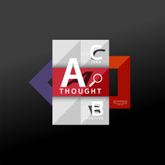 Geometric infographic banner, paper info diagram created with color shapes