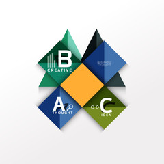 Geometric infographic banner, paper info diagram created with color shapes