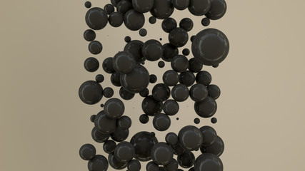 Black spheres of random size on white background