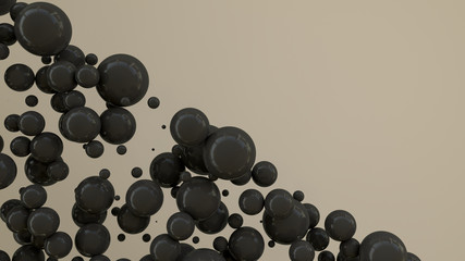 Black spheres of random size on white background