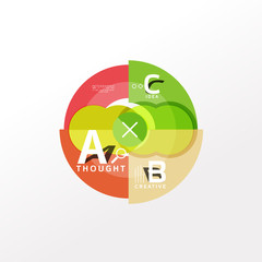 Geometric infographic banner, paper info diagram created with color shapes