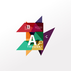 Geometric infographic banner, paper info diagram created with color shapes