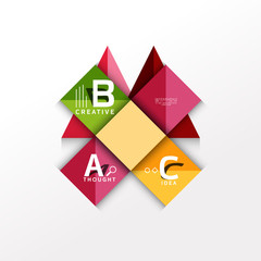 Geometric infographic banner, paper info diagram created with color shapes