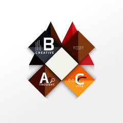 Geometric infographic banner, paper info diagram created with color shapes