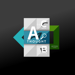 Geometric infographic banner, paper info diagram created with color shapes