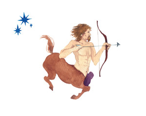 十二星座 射手座　水彩 イラスト