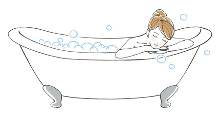 お風呂に入ってくつろぐ女性