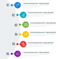 Flat charts, bookmarks, education infographic timeline template with 7 options for presentations, advertising, annual reports