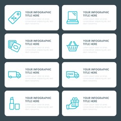 Flat shopping, beauty and cosmetics infographic timeline template for presentations, advertising, annual reports