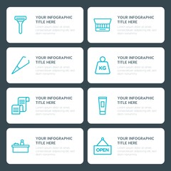 Flat shopping, beauty and cosmetics infographic timeline template for presentations, advertising, annual reports