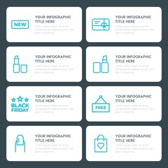Flat shopping, beauty and cosmetics infographic timeline template for presentations, advertising, annual reports