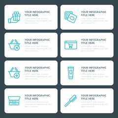 Flat shopping, beauty and cosmetics infographic timeline template for presentations, advertising, annual reports