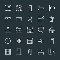 Fototapeta na wymiar Modern Simple Set of buildings, furniture, housekeeping Vector outline Icons. Contains such Icons as bubble, architecture, desk, white and more on dark background. Fully Editable. Pixel Perfect.