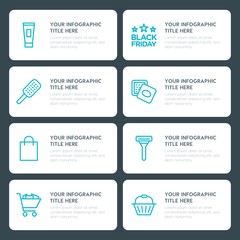 Flat shopping, beauty and cosmetics infographic timeline template for presentations, advertising, annual reports