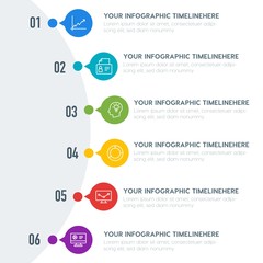 Fototapeta premium Flat charts, bookmarks, education infographic timeline template with 7 options for presentations, advertising, annual reports