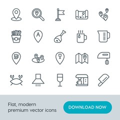 Modern Simple Set of food, location, drinks Vector outline Icons. Contains such Icons as  ocean,  seafood,  pin,  modern,  navigation, food and more on white background. Fully Editable. Pixel Perfect.