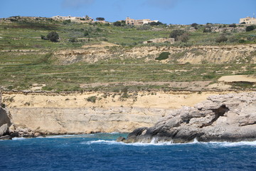Coastline of Gozo Island of Malta at Mediterranean Sea