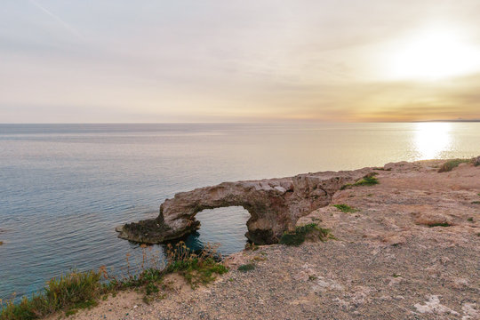 View of a rocky coast in the morning