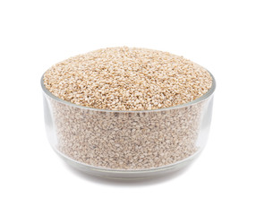 Natural Sesame Seeds in Glass Bowl Also Know as Til in India isolated on White Background