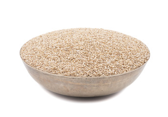 Natural Sesame Seeds in Bowl Also Know as Til in India isolated on White Background