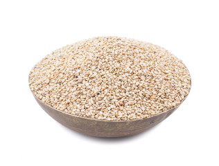 Natural Sesame Seeds in Bowl Also Know as Til in India isolated on White Background