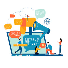 E-mail news, subscription, promotion flat vector illustration design. Online news, news update, information about events, activities, company information and announcements