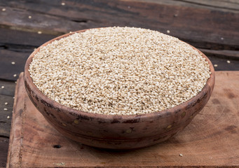 Natural Sesame Seeds Also Know as Til in India on Wooden Table