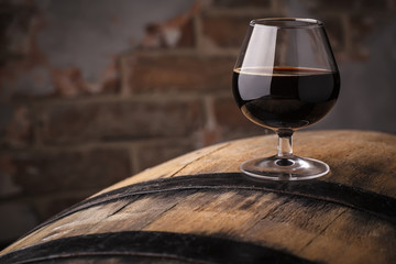 Glass of barrel aged stout