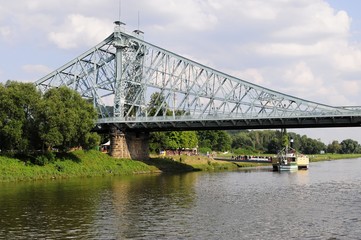 Teilansicht, Blaues Wunder, Loschwitzer Brücke, Baujahr 1893, Dresden, Sachsen, Deutschland, Europa