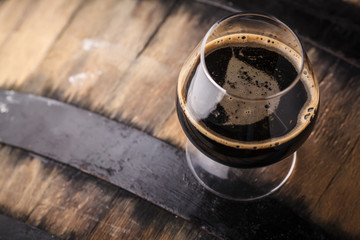 Glass of barrel aged stout
