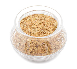 Split Roasted Coriander Seeds also know as Dhana Dal or Sukh Mukh isolated on White Background