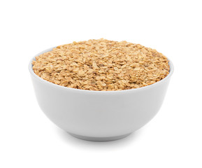 Split Roasted Coriander Seeds also know as Dhana Dal or Sukh Mukh isolated on White Background