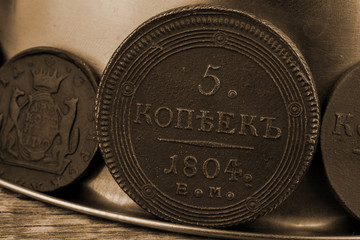 5 kopecks 1804 years of the Russian Empire rare rare coin in the collection of the antiquarian