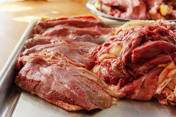 raw meat of freshly made goose, breast