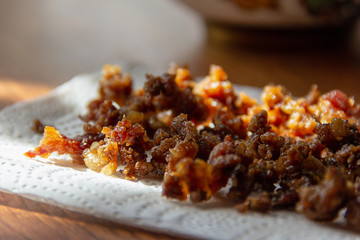 pieces of fried goose fat