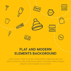 clothes, shopping, beauty and cosmetics outline vector icons and elements background concept on yellow background.Multipurpose use on websites, presentations, brochures and more