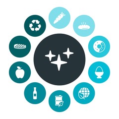food, nature, drinks Infographic Colorful fill Icons Set. Contains such Icons as  donut,  fresh, night,  galaxy, food,  closeup, bread,  environment, fuel,  oil and more. Fully Editable. Pixel Perfect
