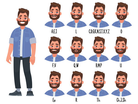 Set Of The Position Of The Lips When Pronouncing Words For The Animation Of The Talking Character