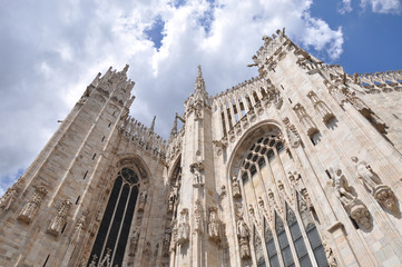 Facade of Milan Cathedral church, Lombardy, Italy.