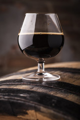 Glass of barrel aged stout