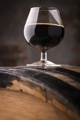 Glass of barrel aged stout