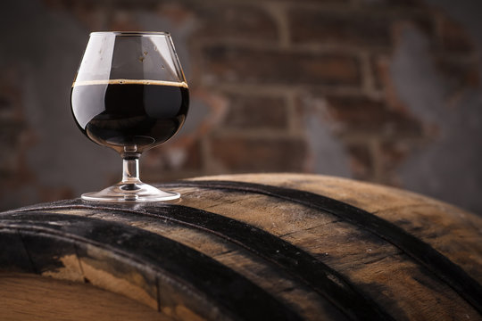Glass of barrel aged stout
